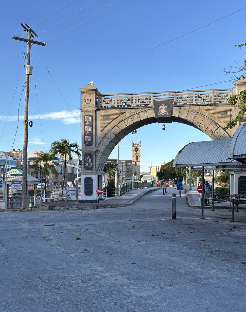 The bridge and clock tower in bridgetown barbados