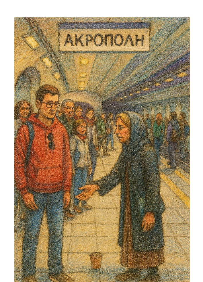 beggar approaching people at train statio