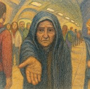 The begger holding out their hand