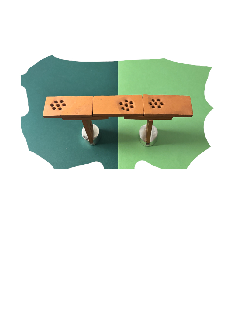 bridge made from seven clay tiles - side view