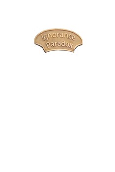 Book cover - brass nameplate Plain white cover with brass plate saying Ignorance Paraodox