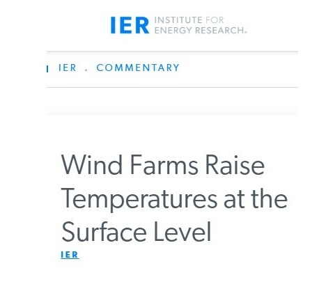 Wind farms raise the temperature at the surface level